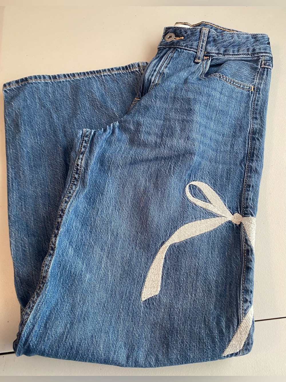 Abercrombie Kids High Rise Ultra Wide Leg Jeans Blue Denim 13/14R